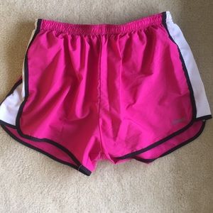 Pink and black sports shorts